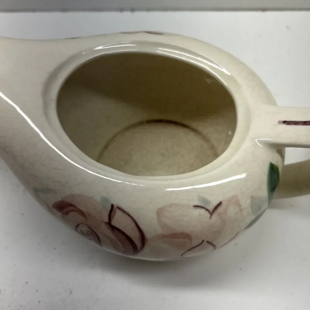 RED WING POTTERY LEXINGTON ROSE TEA POT W/LID PORCELAIN - GENIE LAMP SHAPED‎
